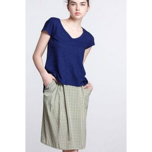 NEW Anthropologie O by Organic Geometric Tiled Pleated Skirt $118 Size 4 Green